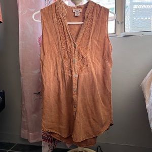 Brown loose fit button up top